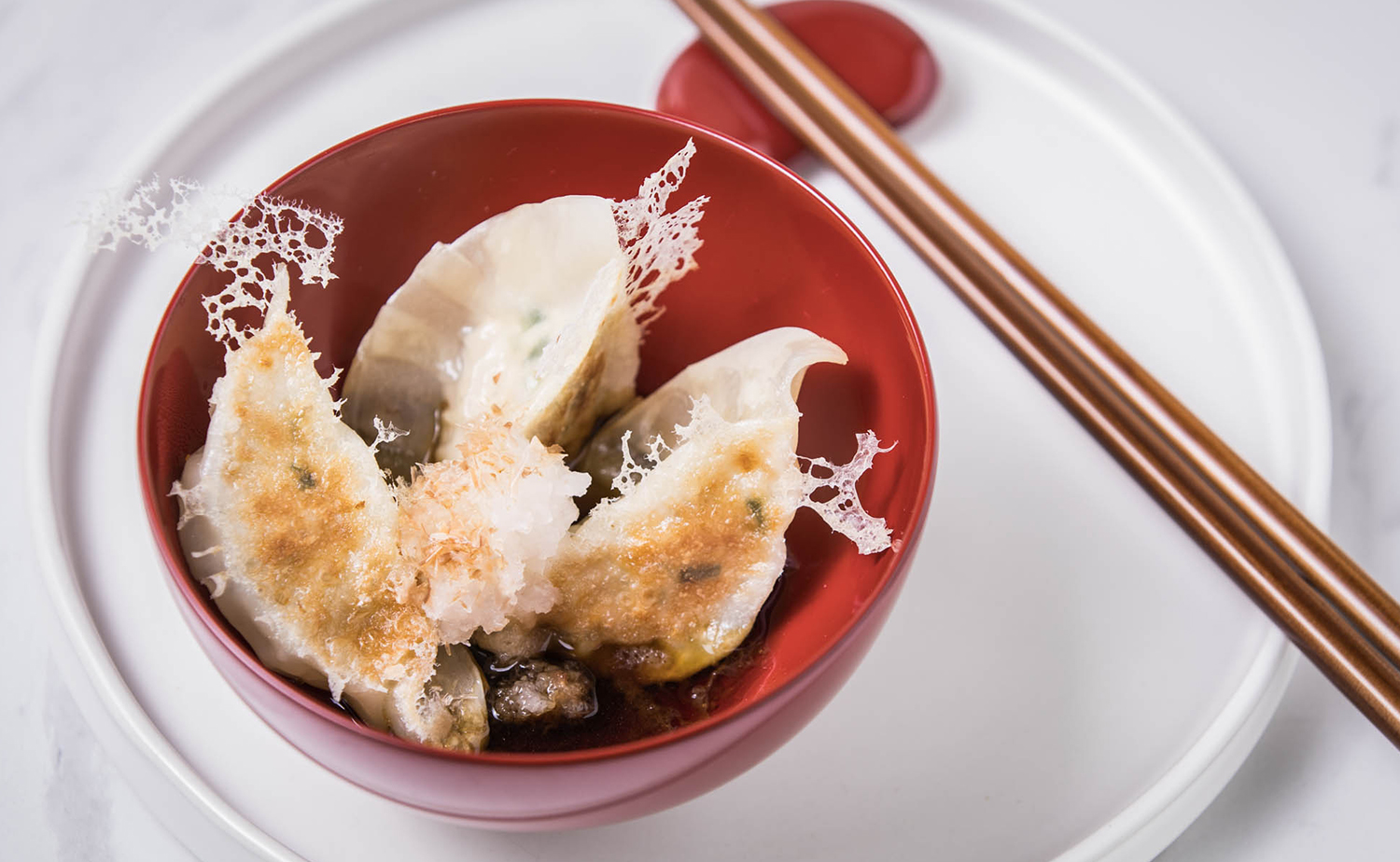 Agedashi Tofu Gyoza (เกี๊ยวซ่าเต้าหู้ซอสซุปดาชิ)