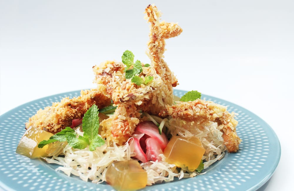 Pomelo & Soft Shell Crab with Jelly (สลัดส้มโอปูนิ่มกับเยลลี่น้ำสลัด) Pomelo & Soft Shell Crab With Jelly (สลัดส้มโอปูนิ่มกับเยลลี่น้ำสลัด)