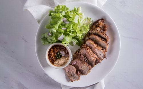 Pork Shoulder Steak With Jaew Sauce (สเต๊กสันคอหมูจิ้มแจ่ว)