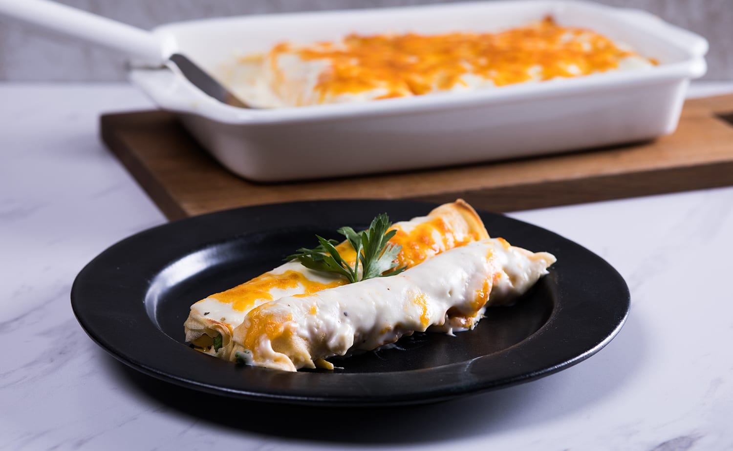 Asparagus, Ham and Cheese Crepes Gratin (เครปแฮมกับหน่อไม้ฝรั่งอบชีส)