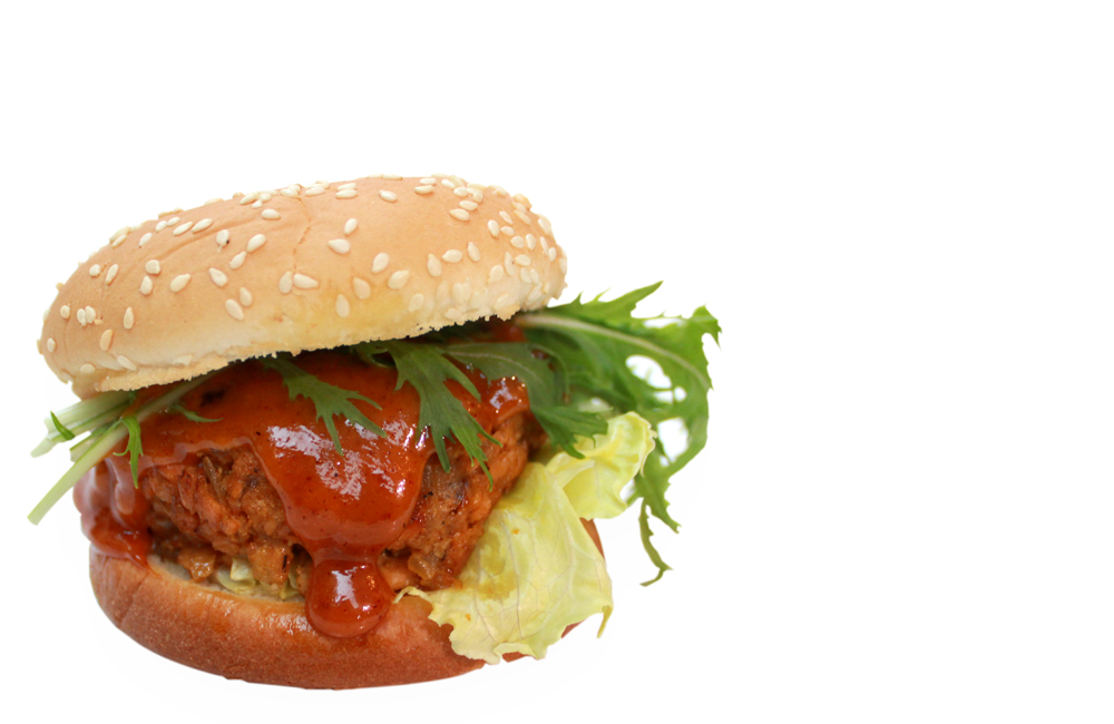 Curry Salmon Burger (เบอร์เกอร์แซลมอนผงกะหรี่)