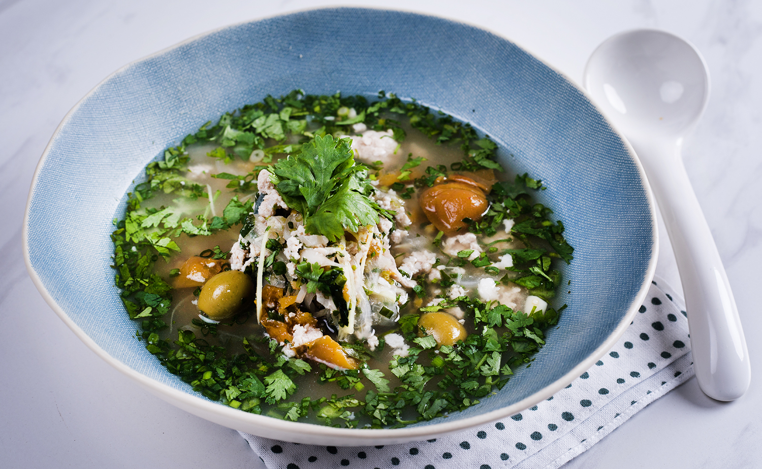 Pickled Chinese Plum Soup with Olive (ต้มบ๊วยหมูสับมะกอกยัดไส้)