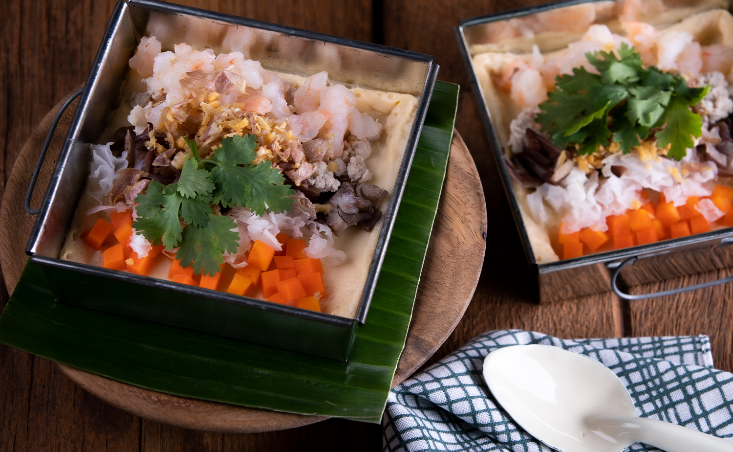 Loaded Square Steamed Egg (ไข่ตุ๋นหม้อแกงทรงเครื่อง)