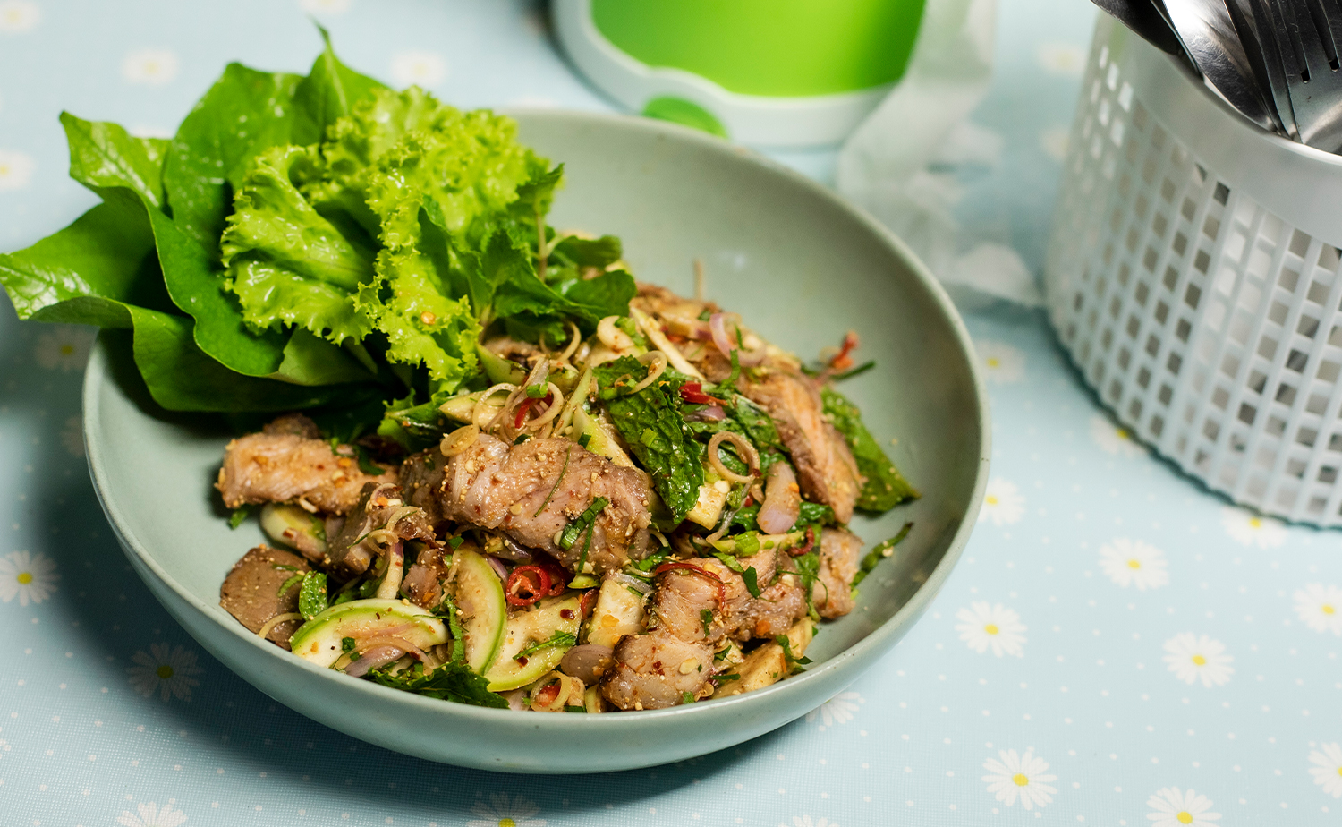 Thai Eggplant Salad with Grilled Brisket (พล่าเนื้อเสือมะเขือเปราะ)