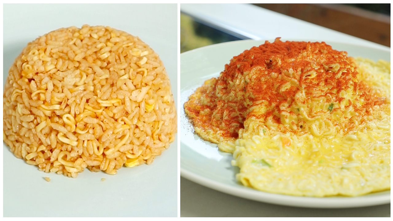 Cup Noodle Fried Rice with Soft Omelette (ข้าวผัดคัพนู้ดเดิ้ลไข่ข้น)