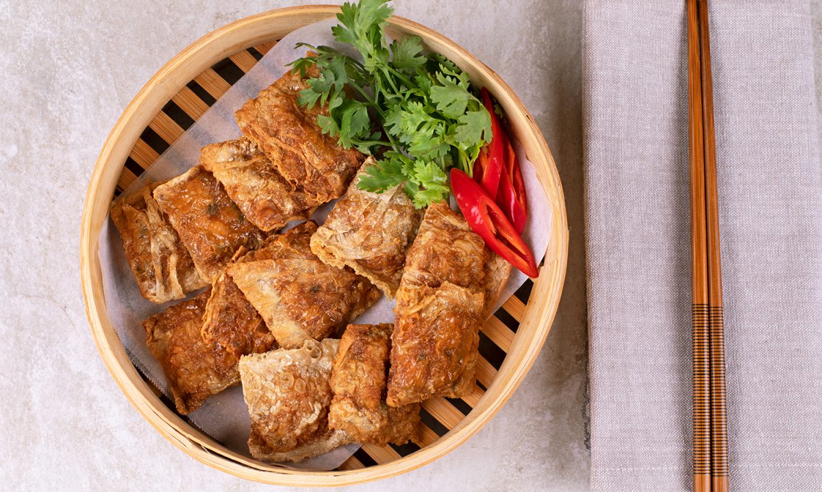 Deepfried Stuffed Tofu Skin (ฟองเต้าหู้ทอด)