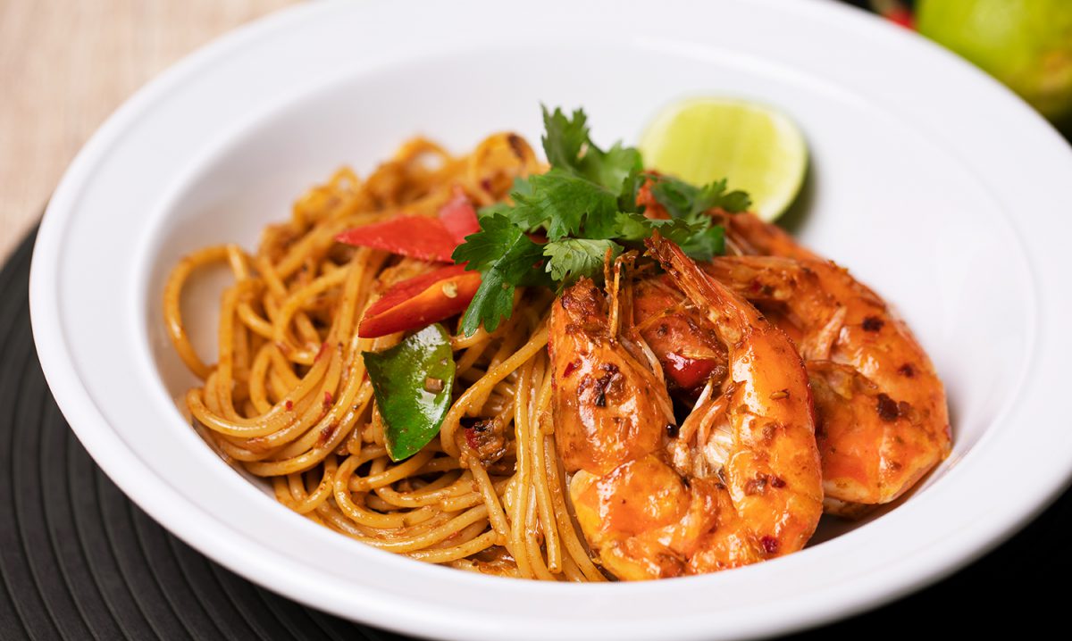 Tom Yam Pesto Spaghetti 