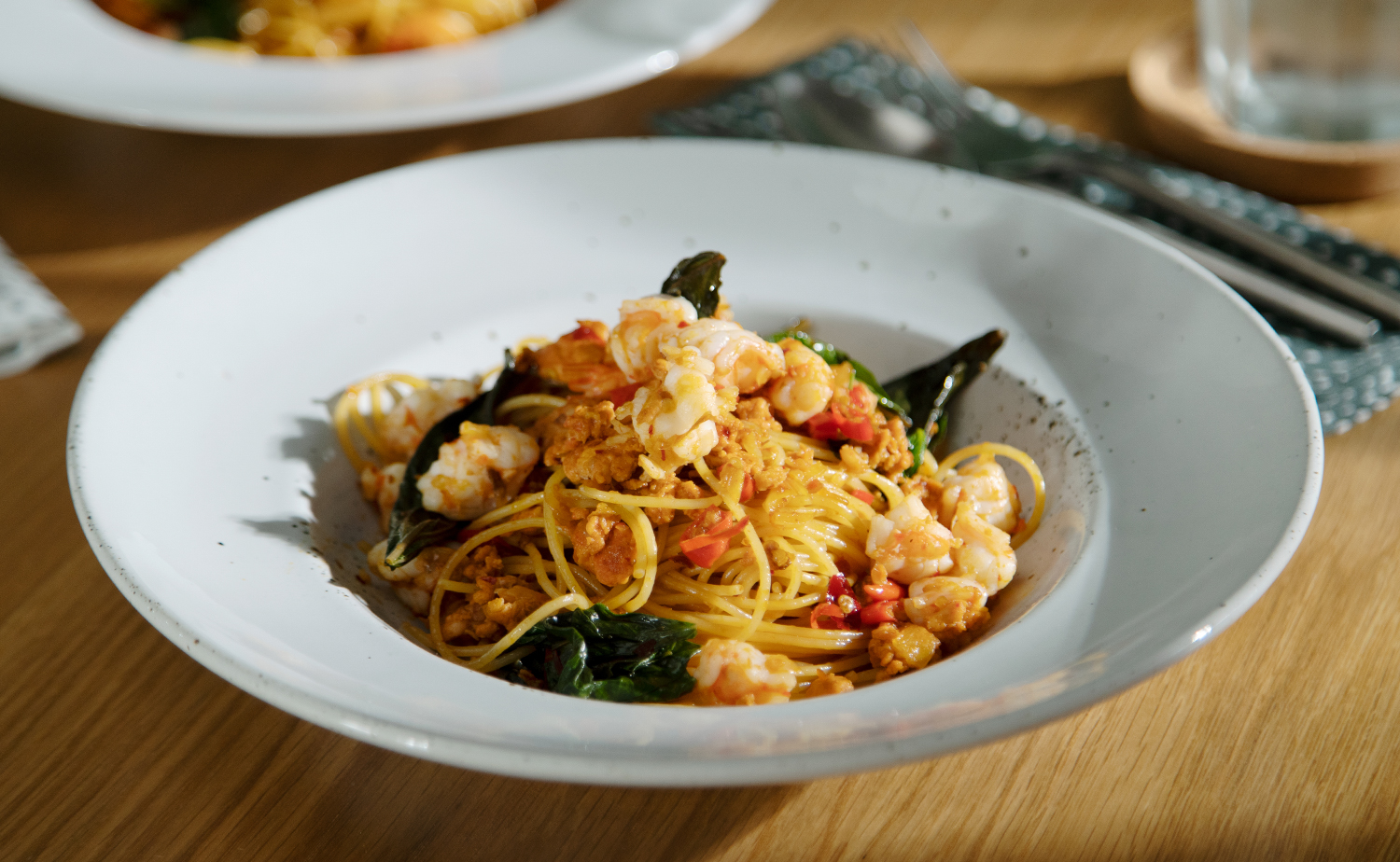 Pasta in Prawn Fat Sauce (พาสต้าผัดมันกุ้ง)
