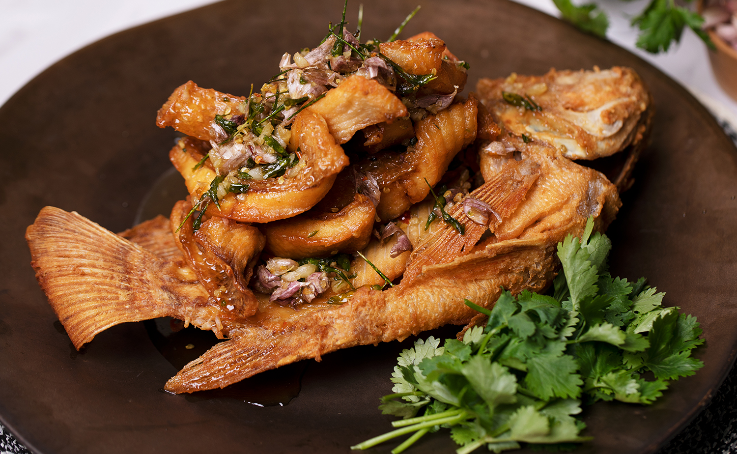 Stir-fried Tilapia with Bird’s Eye Chilli (ปลาทับทิมทอดผัดพริกขี้หนู)