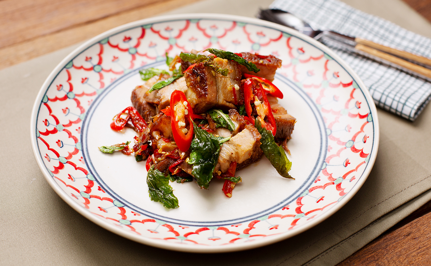 Chef Boy’s Crispy Pork with Holy Basil (กะเพราหมูกรอบสูตรพี่บอย)