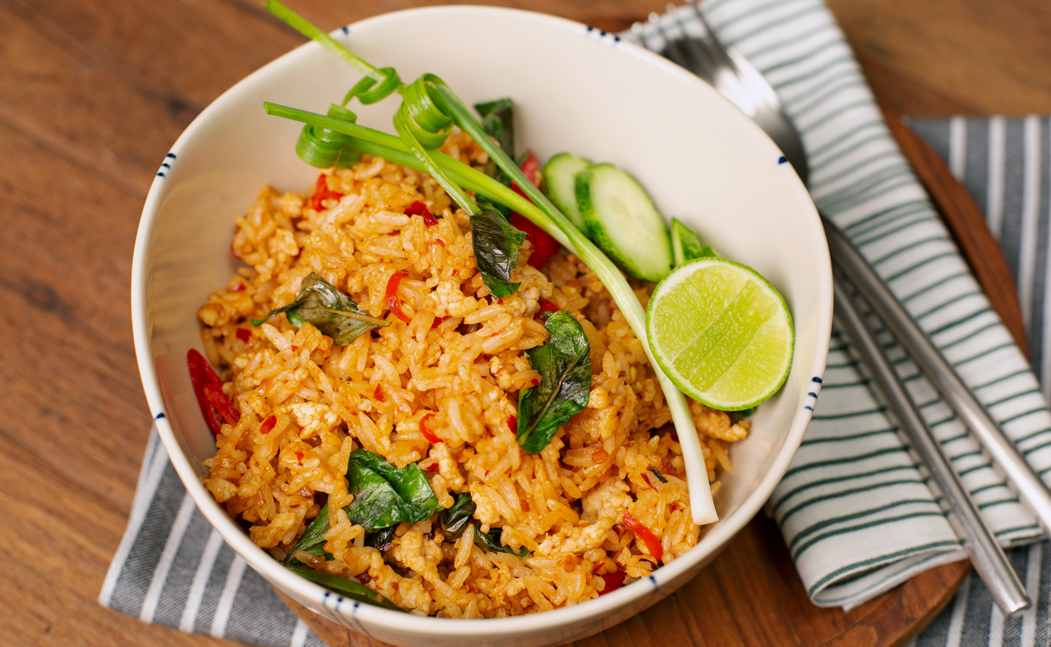 Chicken and Sweet Basil Chilli Jam Fried Rice (ข้าวผัดโหระพาพริกเผาไก่สับ)