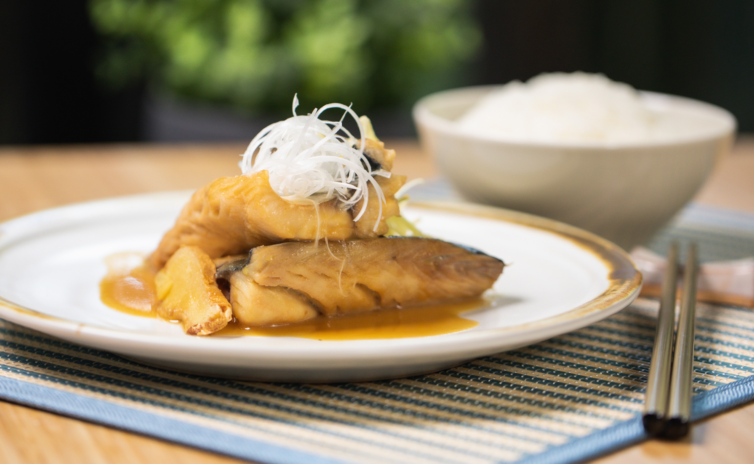 Mackerel Simmered with Miso (ซาบะตุ๋นมิโซ)