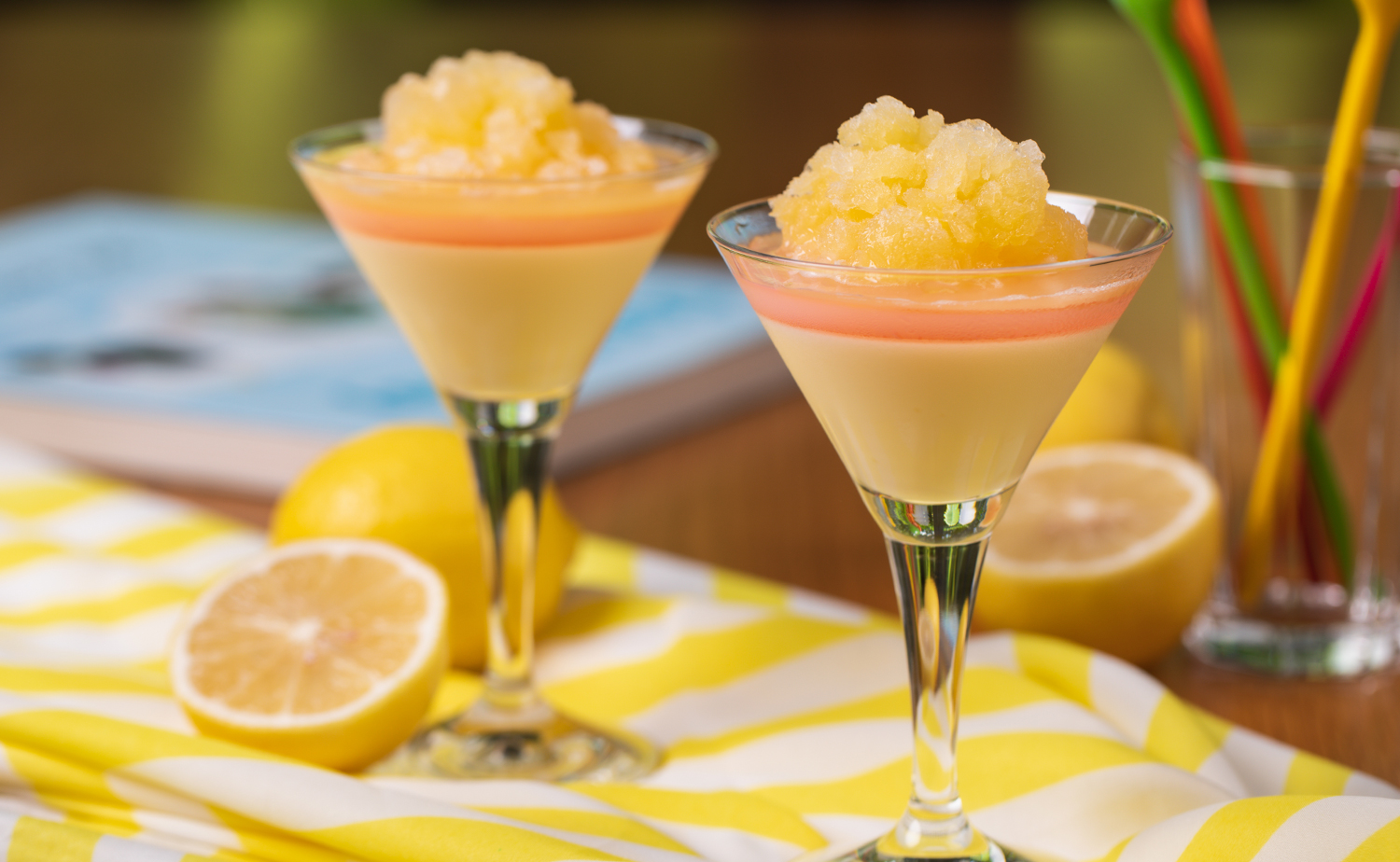 Lemon Yogurt Panna Cotta with Lychee Jelly and Lemon Granita (เลมอนโยเกิร์ตแพนนาคอตต้ากับเยลลี่