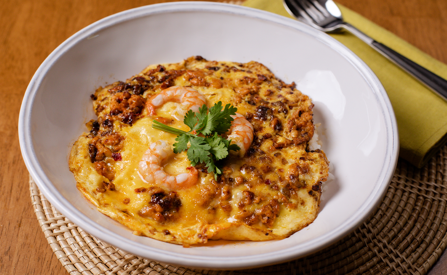 Prawn Fat Scramble Rice Bowl (ข้าวหน้าไข่ข้นมันกุ้ง)