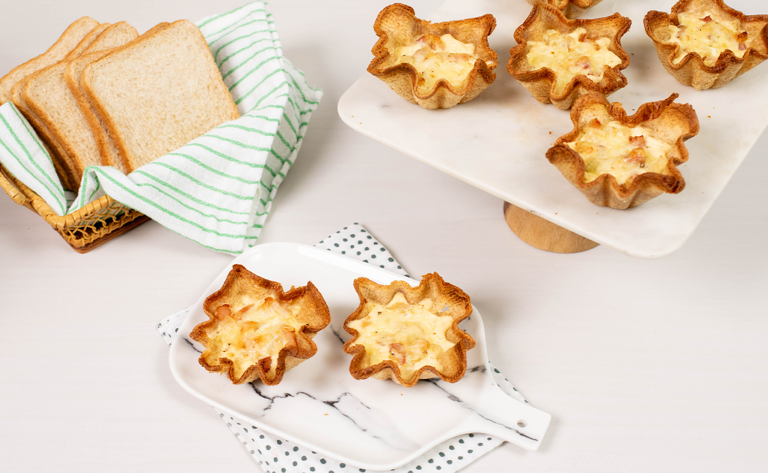 Bacon & Cheese Quiche Cups (คีชขนมปังเบคอนชีส)
